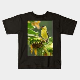 Goldfinch on sunflower Kids T-Shirt